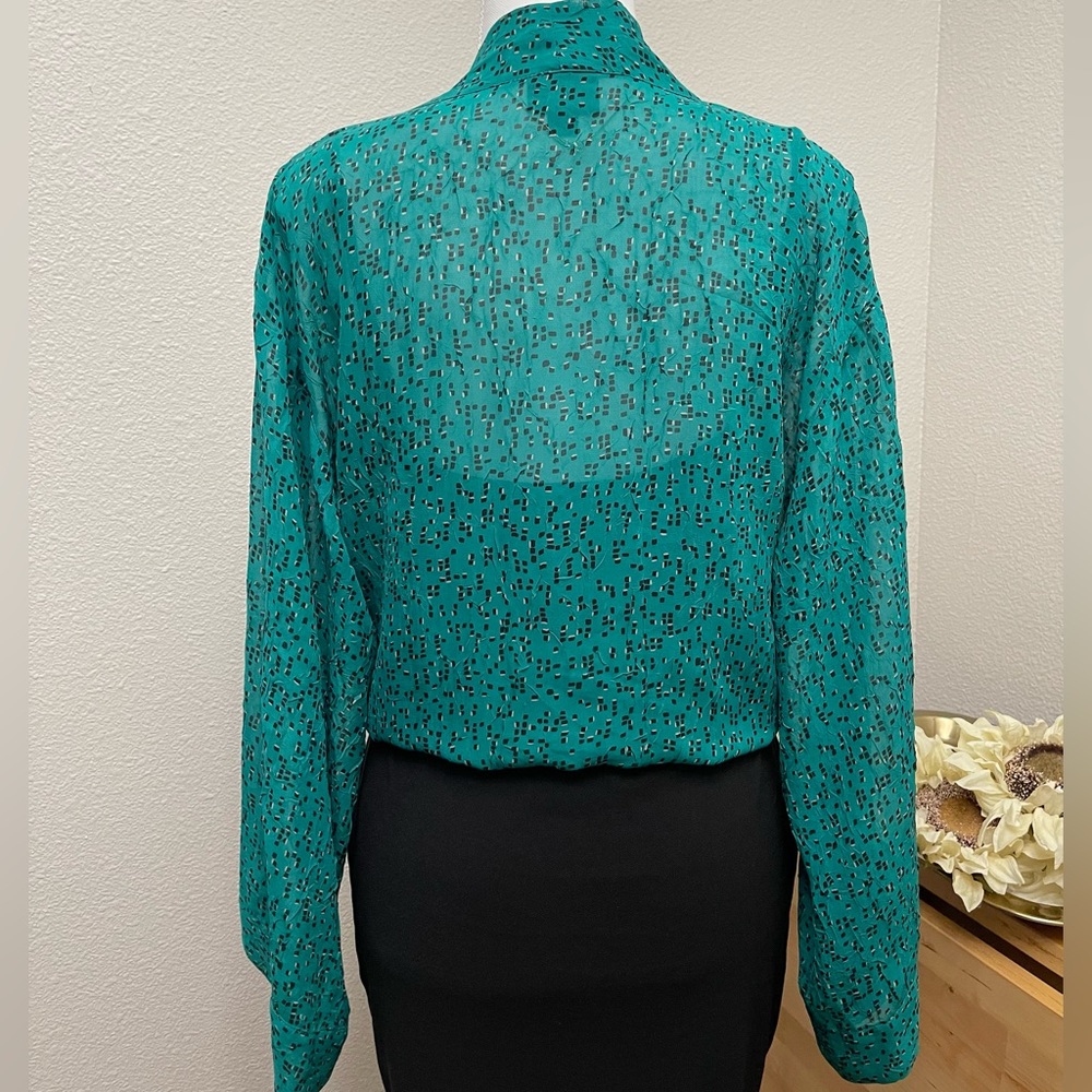 Teal and Black Sheer Open Front Kimono Cardigan - Picture 12 of 16